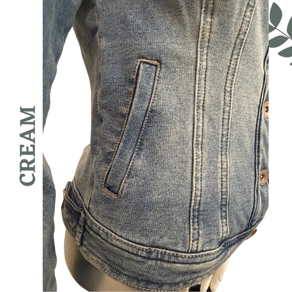 Cream Knit Denim Jacket Blue – Size Extra Small XS - Picture 5 of 7